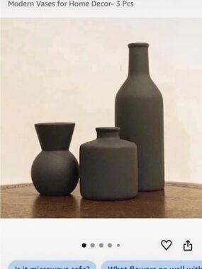 Amazon Matte Black Ceramic Vase Trio